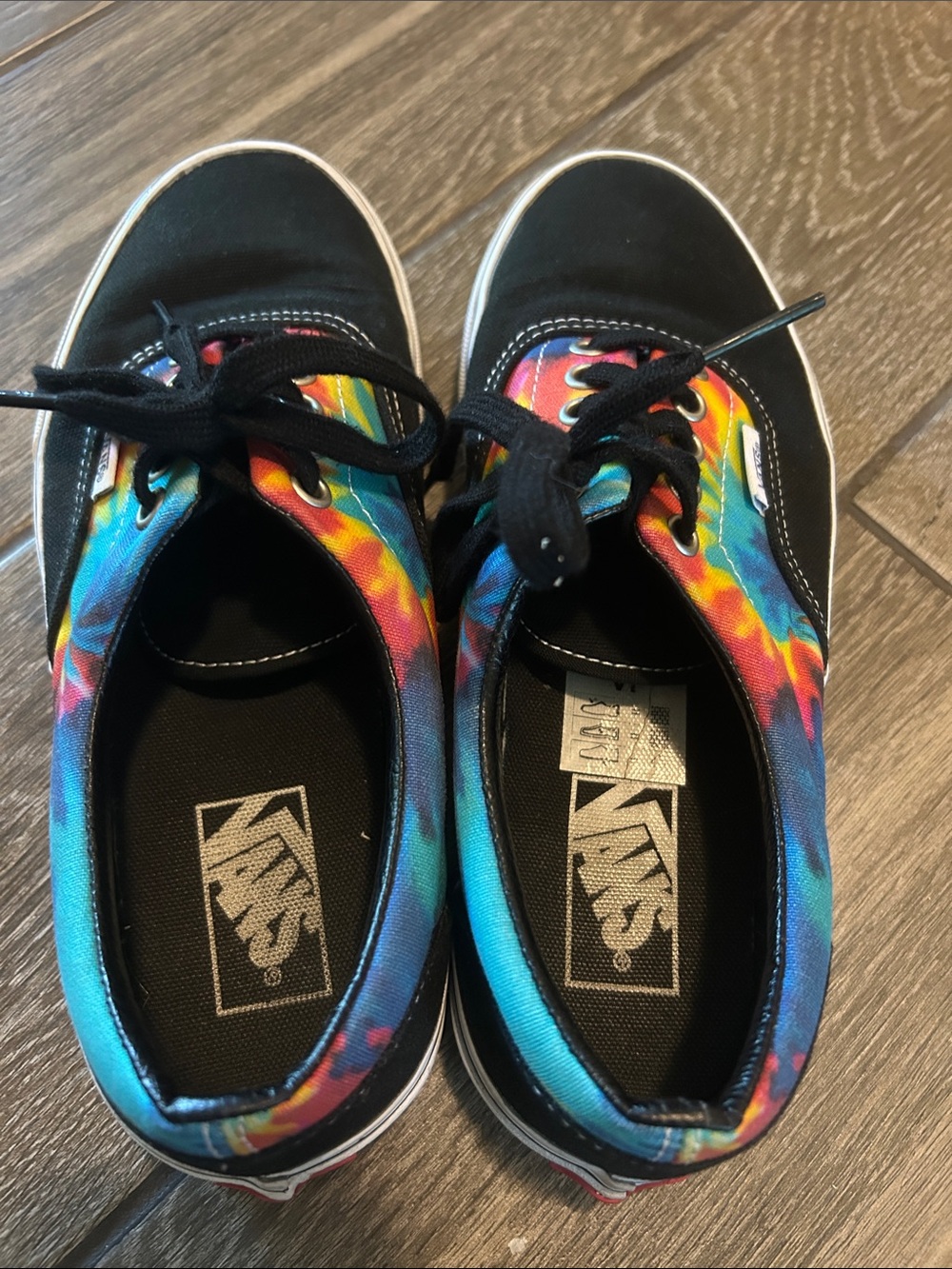 Vans Black Canvas Sneakers with Rainbow Tie-Dye Panels - Picture 4 of 11